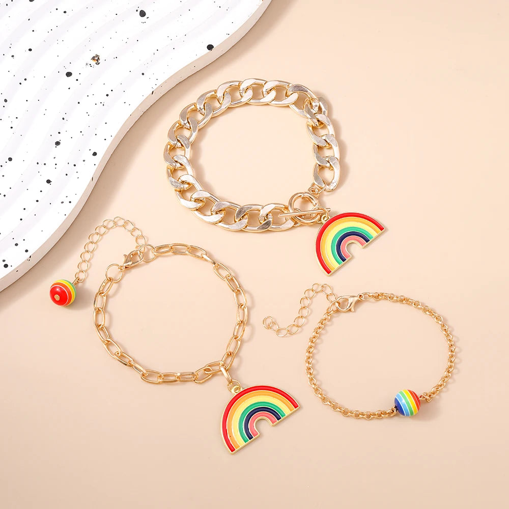 Lot de 3 bracelets arc en ciel